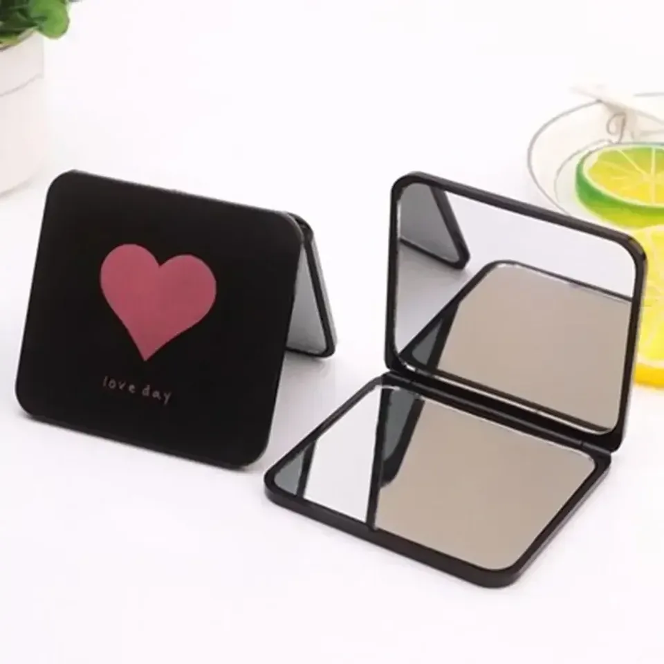  Foldable Makeup Mirror Mini Square Portable Make Up Vanity Handheld Mirrors Double-sided Compact Pocket Cosmetic Mirror Espejos 