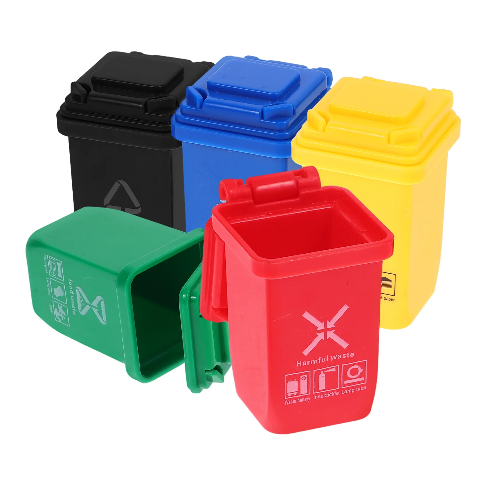 

5 Pcs Mini Trash Can Plant Toy and Recycle Bin Kids Tiny Cans Toys Plastic Garbage Office Bins for