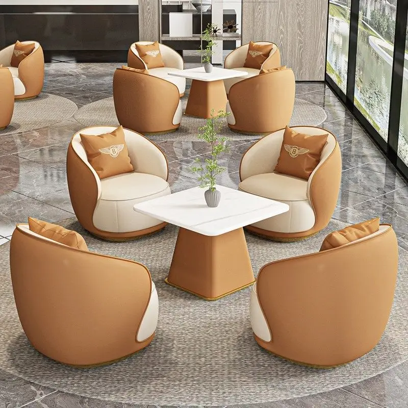 Negotiate Table and Chair Combination, Light Luxury Modern Lounge Area Reception Table, Beauty Salon Reception