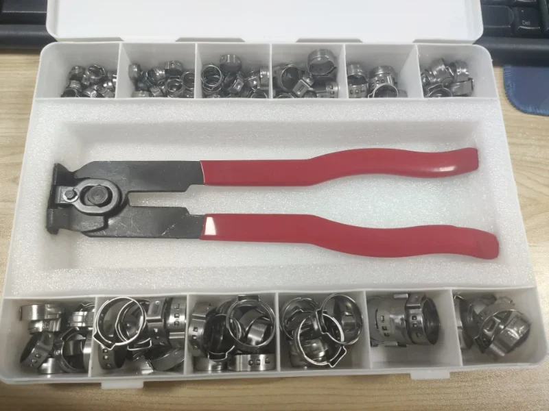 

140pcs Hose Clamp with 1 plier Stainless Steel Water Pipe Single Ear Hose Clamps for Sealing All Kinds of Hose