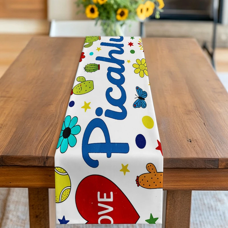 1pc Love Picahontas Cute Cactus Flower Table Runner for Home Dining Room Kitchen Decor