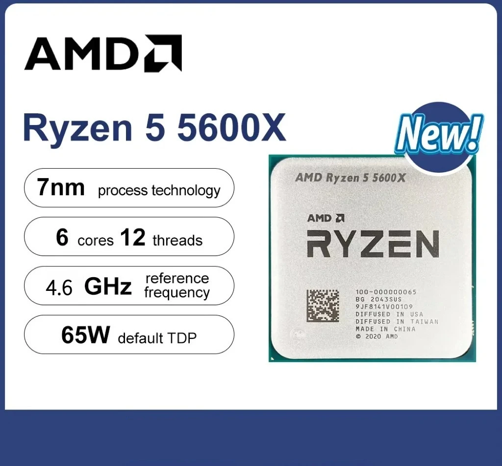 

AMD Ryzen 5 5600X AMD R5 5600X CPU 4.6GHz 6-Core 12-Thread Unlocked Desktop Processor Socket AM4 Gaming CPU Without Package