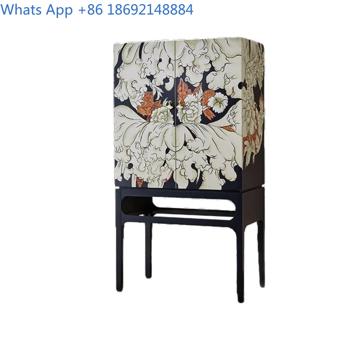 Retro Style Solid Wood Painted Entry Cabinet for Living Room Decoration and Storage