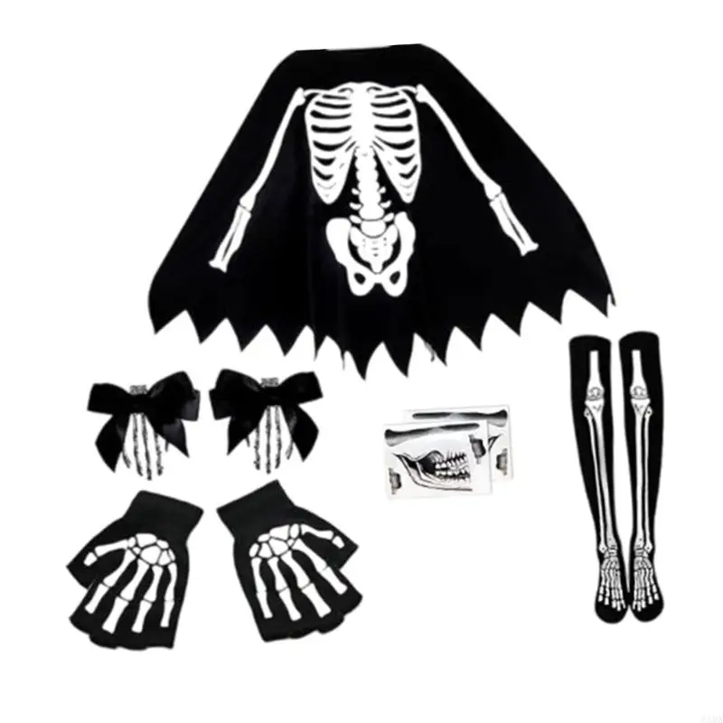 Kit Squelette – Cape, Gants et Barrettes – photo 3