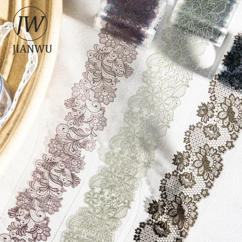 JIANWU 40mm*200cm Lace Season Series Vintage Flower Lace Material Collage PET Tape Creative DIY Journal Stationery