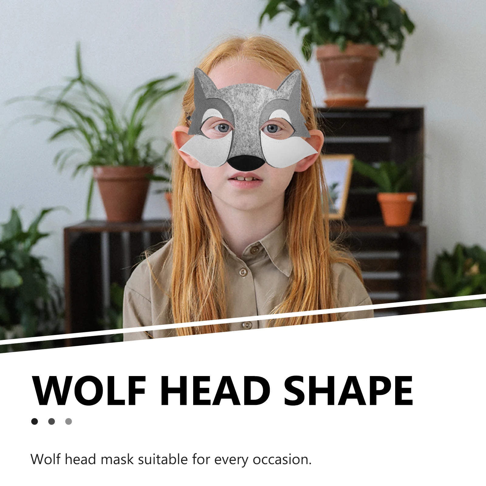 

Wolf Head Mask Grey Children Masks Lightweight Comfort Halloween Party Costume Props Animal Theme Masquerade Festivals Toy