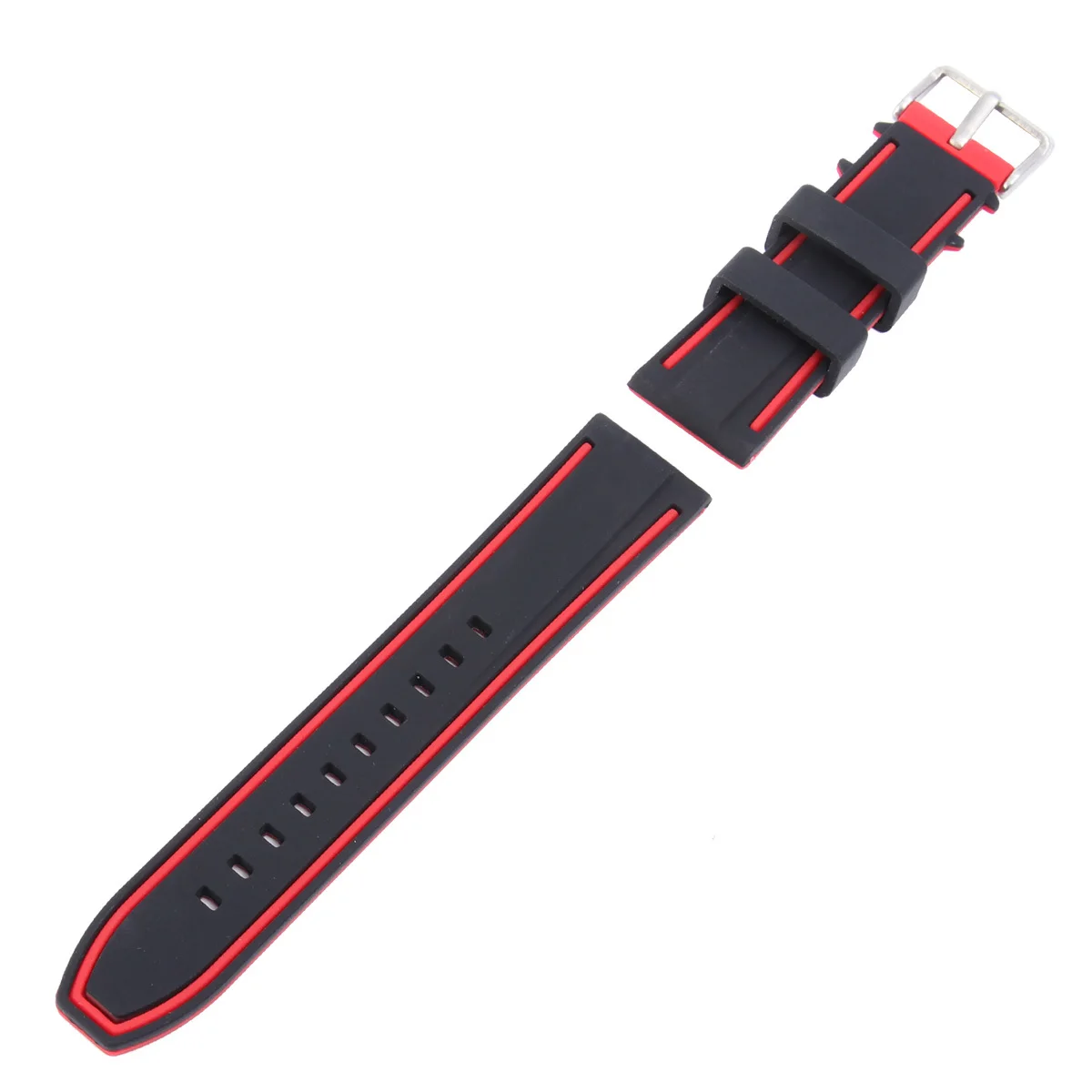 

Dual Color Silicone Watch Band 22Mm Adjustable For S3 Black Red Replacement Strap Simple Wristband For Men Women