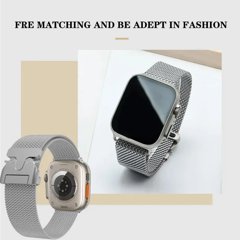 애플 워치용 밀라노 루프 팔찌 스트랩 밴드, 아이워치 시리즈 10, 9, 7, 8, 4, 5, 6, SE, 울트라 2, 46mm, 44mm, 45mm, 41mm, 49mm, 42mm, 40mm