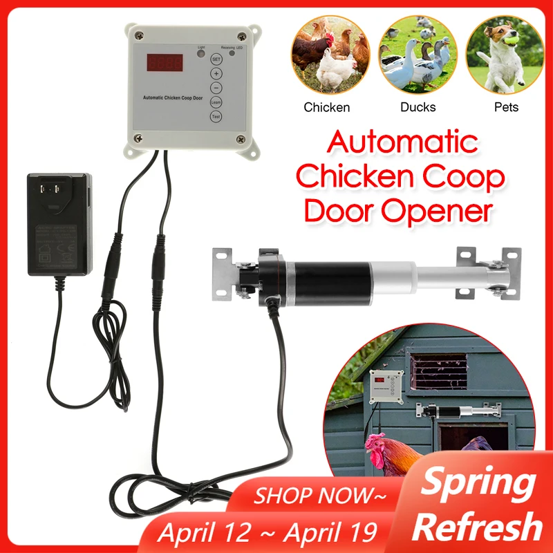 

Automatic Chicken Coop Door Opener Controller Kit Electric Timing Opener + Light Sensor Auto Farm Duck Goose Pets House Opener
