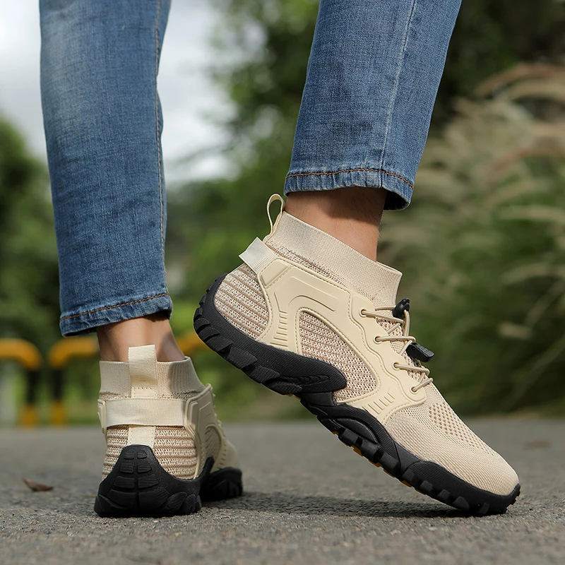 Męskie buty trekkingowe outdoorowe antypoślizgowe sportowe buty niskie sznurowane wygodne miękkie oddychające sneakersy buty do brodzenia