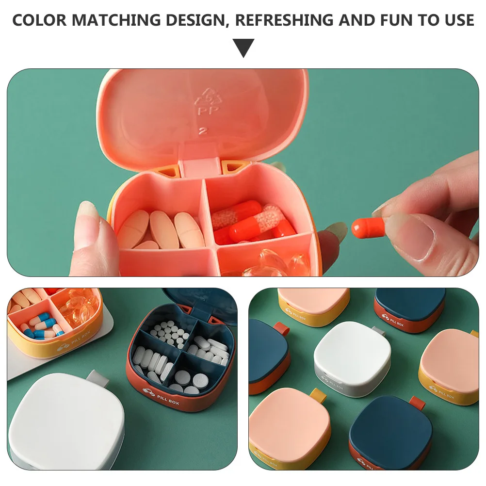 

3pcs Portable Pill Boxes 4-Compartment Medicine Organizer Travel Storage Case Dust-Proof Moisture-Proof Airtight Impact