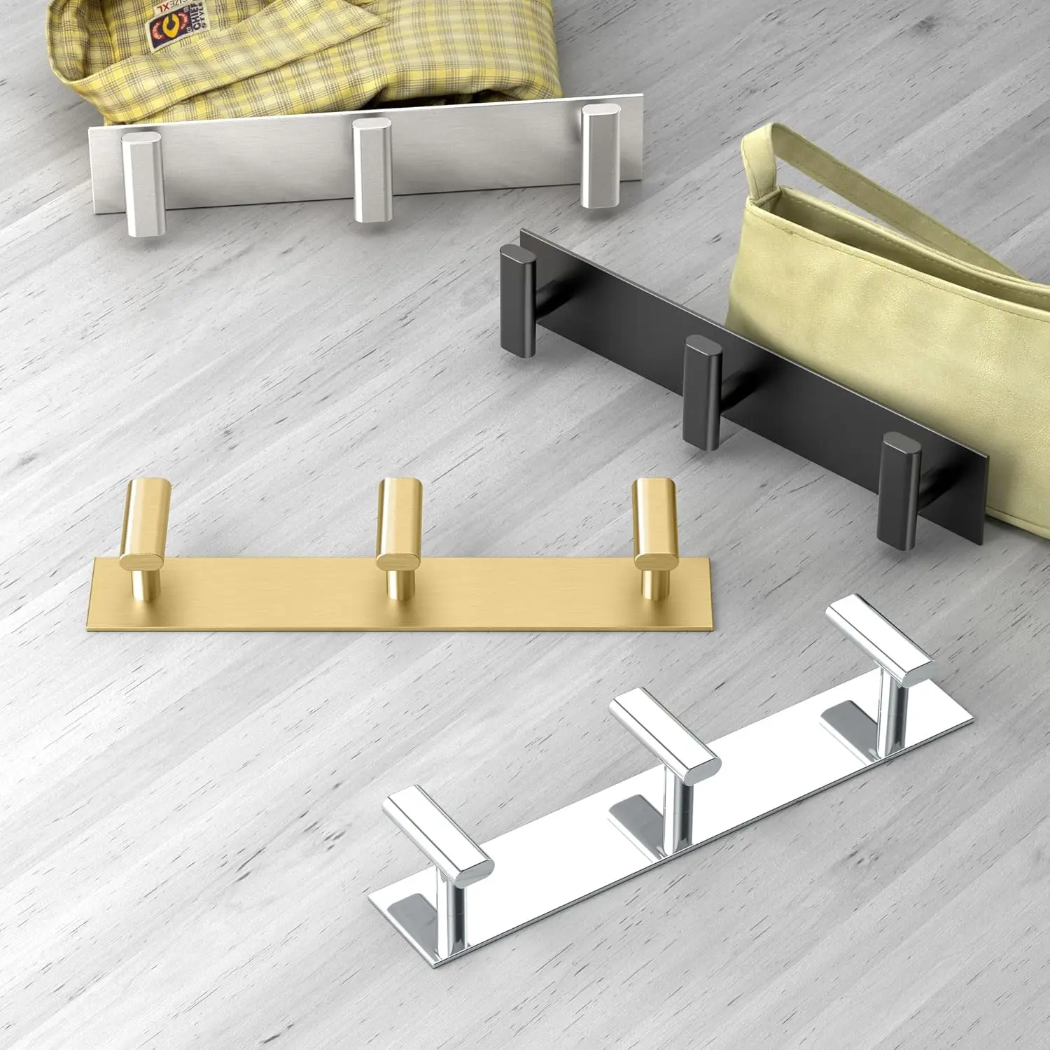 

1287 Elevate, Triple All Modern Décor Hook, Chrome | Wall Mounted 11"" W 3-Hook Rack