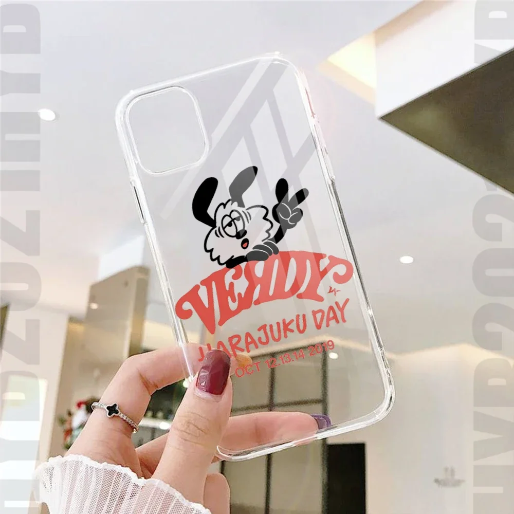 VERDY HARAJUKU Phone Case for IPhone 15 14 13 11 12 Pro XS MAX Mini 8 7 Plus X 2020 XR 13Pro Phone Covers Transparent Soft Shell