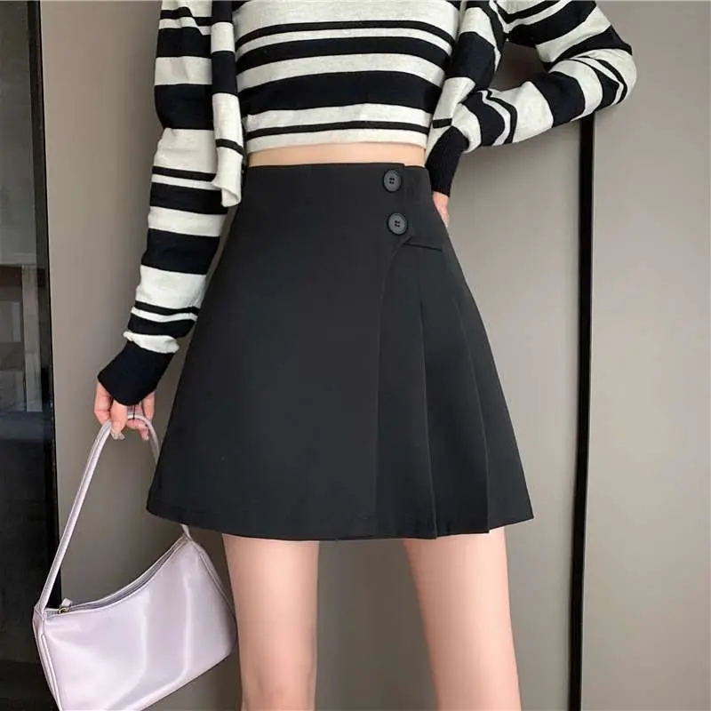 

Юбка миди А-силуэта с высокой талией и плиссировкой, облегающая, для женщин среднего возраста, из ПВХ-ткани с эффектом шелкового блеска