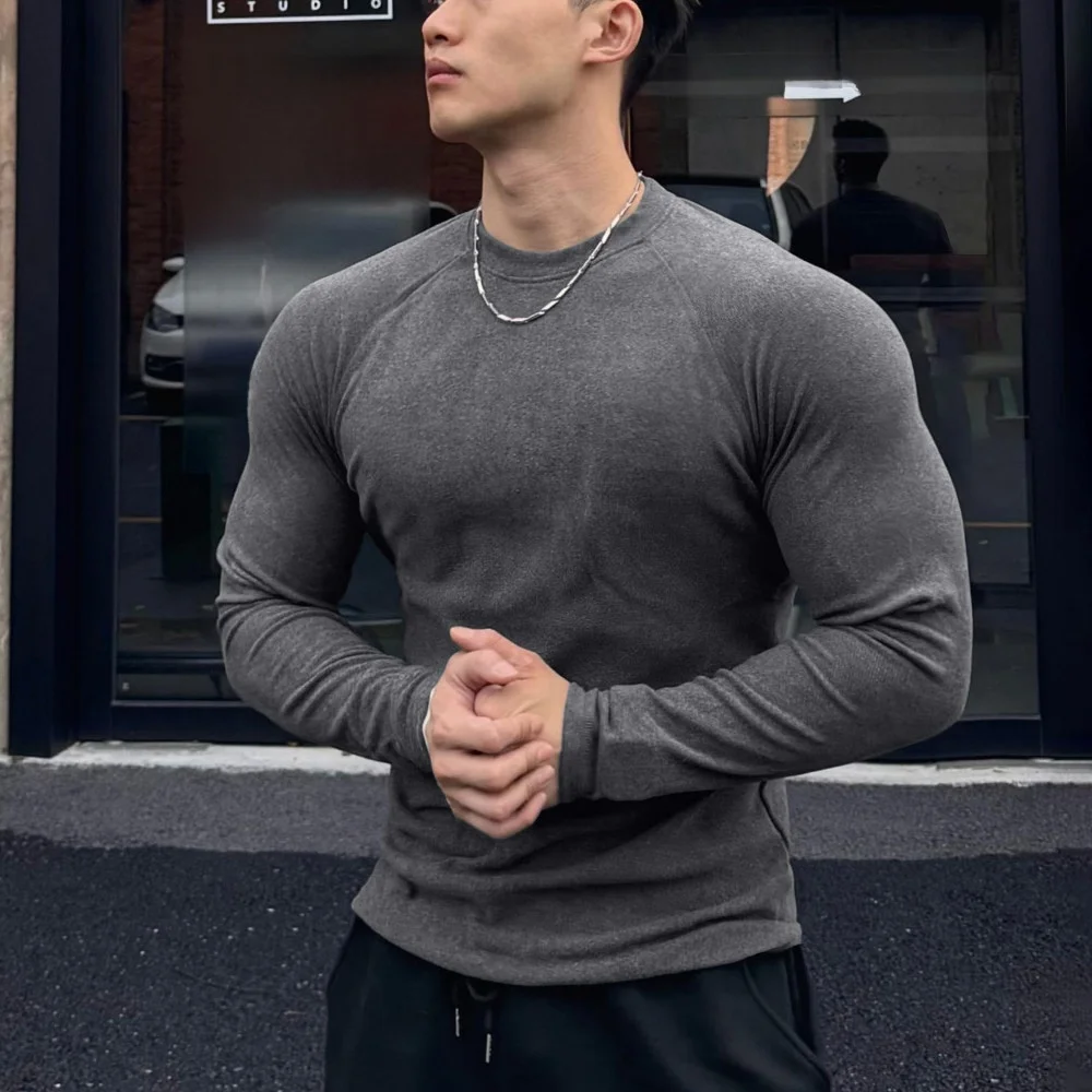 

Американская спортивная одежда для бега и тренировок: термоэластичный базовый слой с длинным рукавом и круглым вырезом для похудения