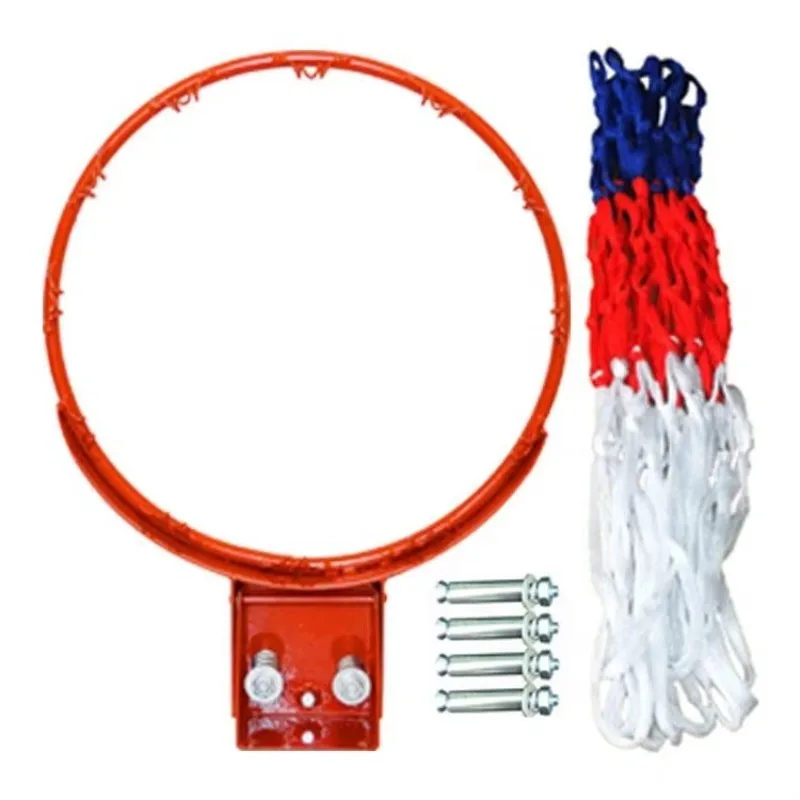 Outdoor Wall Mount Double Spring Basketball Rim with Net Assembly