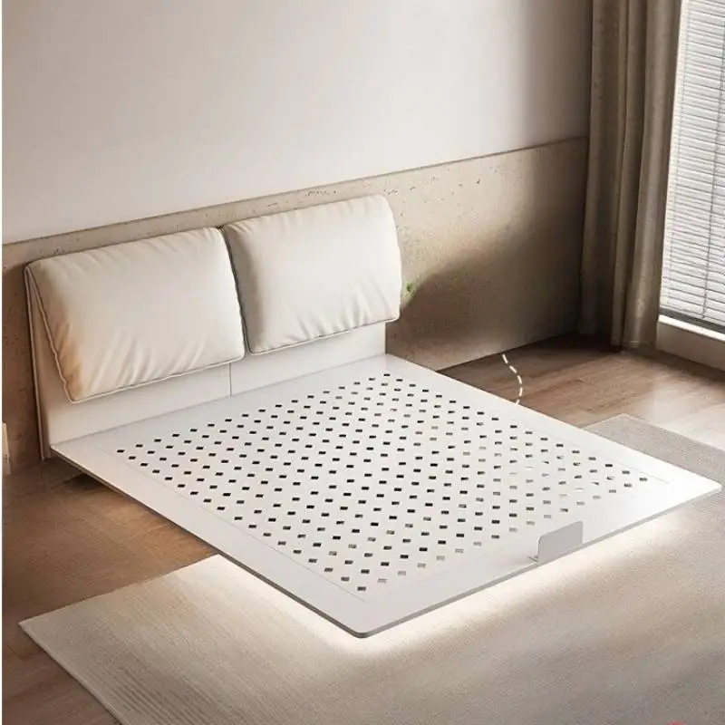 

Beige Australia Double Bed Base Design Unique Modern Floating Double Bed Frame Pliable Japanese Base Cama Matrimonial Furniture