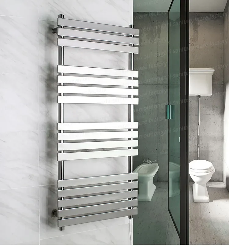 Silver Wall Mounted Electric Towel Warmer Heated  Rail For Bathroom