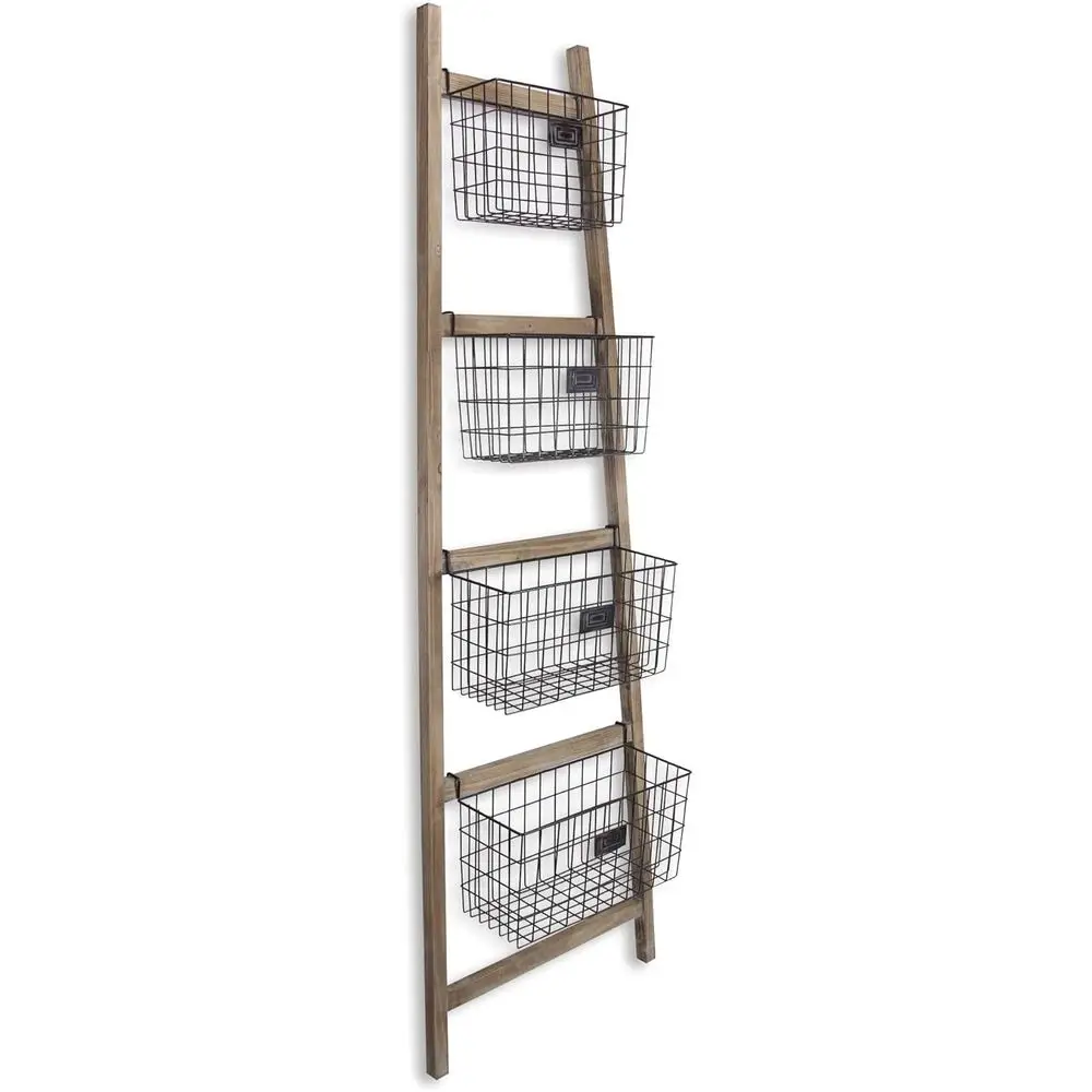 4-Tier Metal Storage Ladder Basket