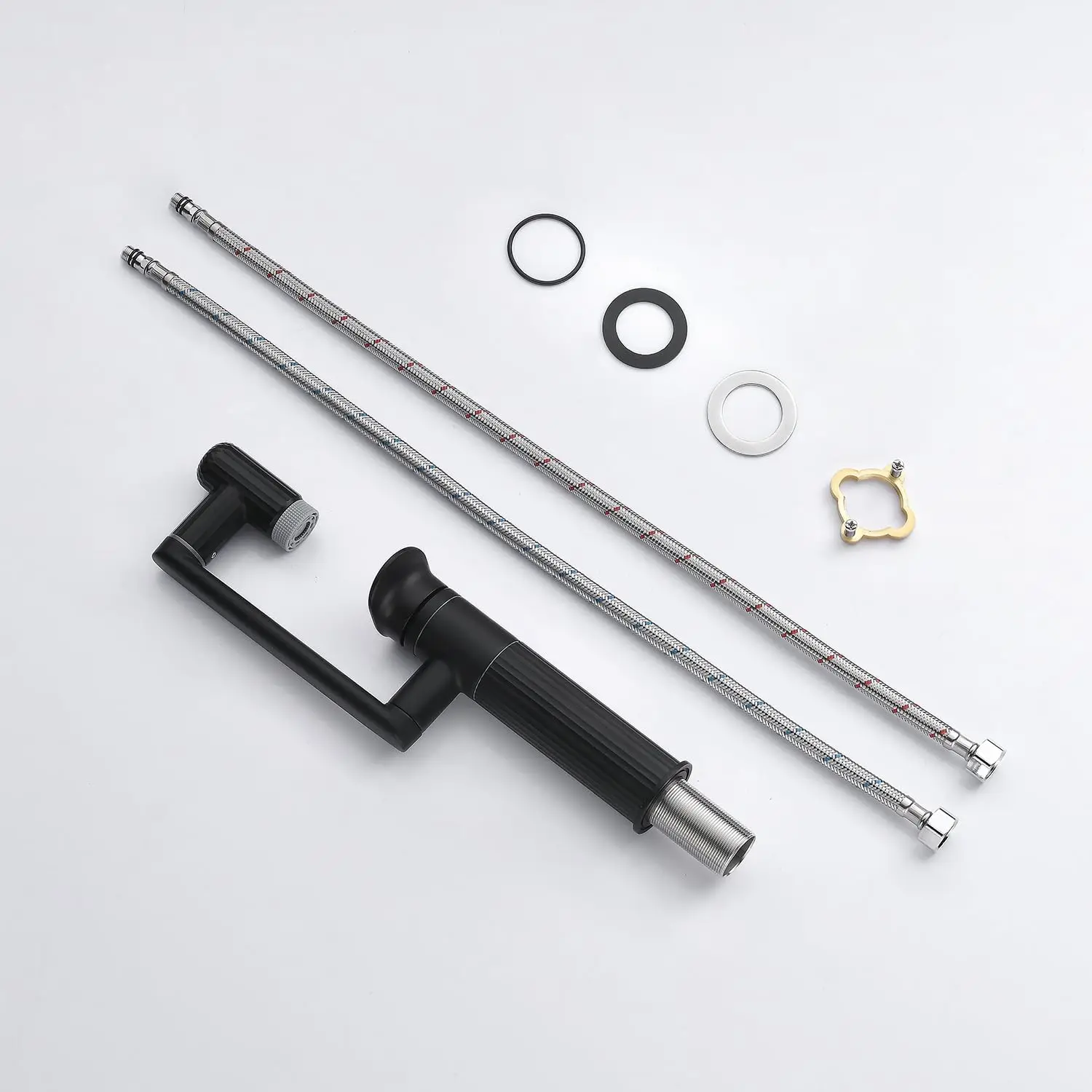 صنبور حمام بفتحة واحدة قابل للدوران مع أوضاع مياه مزدوجة لأحواض الغرور، مناسب للحمام وغرفة الغسيل، أسود غير لامع #6