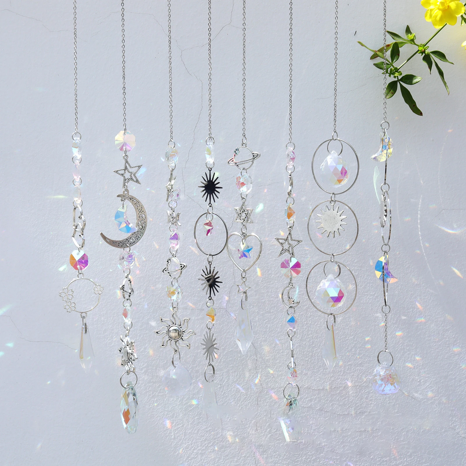 Crystals Wind Chime Pendant Sun Catchers Handmade Jewellery Garden Hanging Decoration Rainbow Chaser Ornament Window Garden Deco