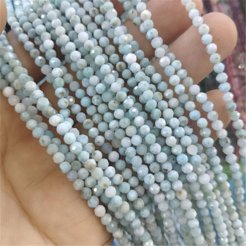 

1 Strings Natural Larimar Stone Pectolite Size 3MM Faceted Round Ball Good For DIY Jewelry Accessories Top Sellings