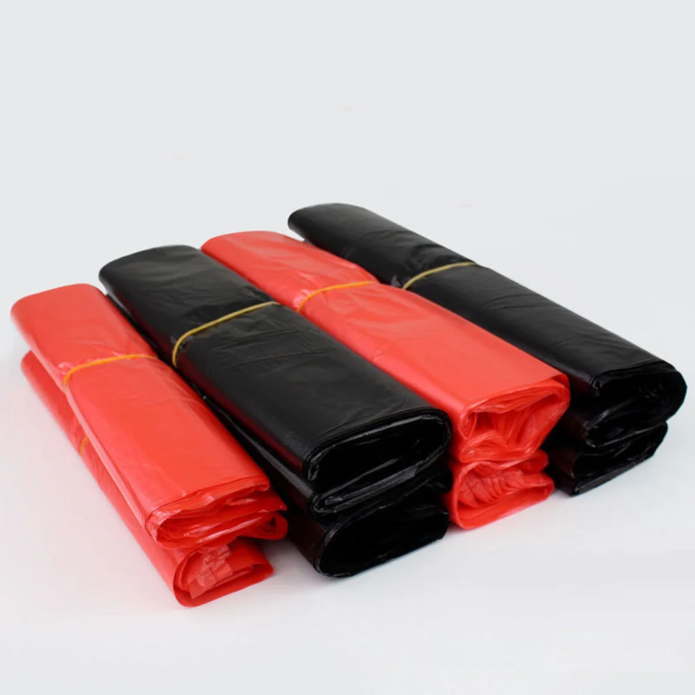 50pcs Red Plastic Bag Supermarket Grocery Gift Shopping Bag Thicken with Handle Vest Bag Kitchen Storage Clean Garbage Bag