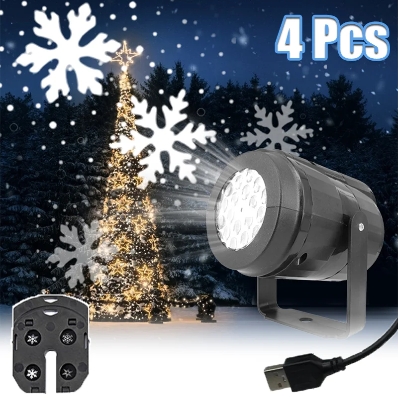 

New Style Snowflake Projector LED USB 5V Holiday Lights Christmas Projection Outdoor Lamp Snow Spotlight for New Year Party