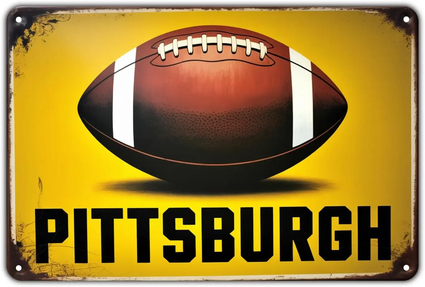 Pittsburgh Football tin sign Vintage Sports Team Metal Sign Print Aesthetic for Garden Yard Bar Porch Home Bedroom Kitchen Wall