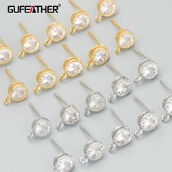 GUFEATHER MD32,jewelry accessories,18k gold rhodium plated,copper,zircons,hand made,charms,jewelry making,diy earrings,10pcs/lot
