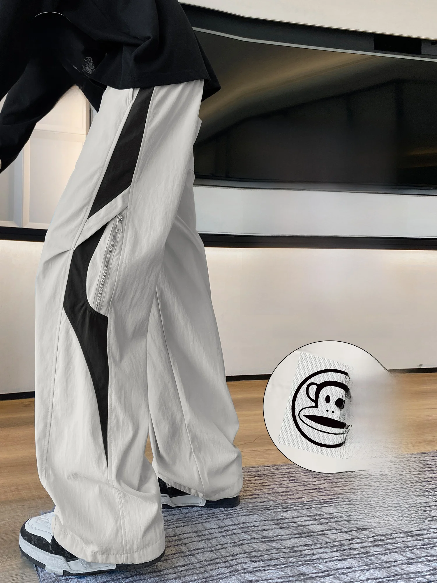 

PaulFrank Men's Fce Lined Casual Trousers American Workwear Loose Trendy Drapey Wide Leg Pants Autumn Winter Leisure Faion