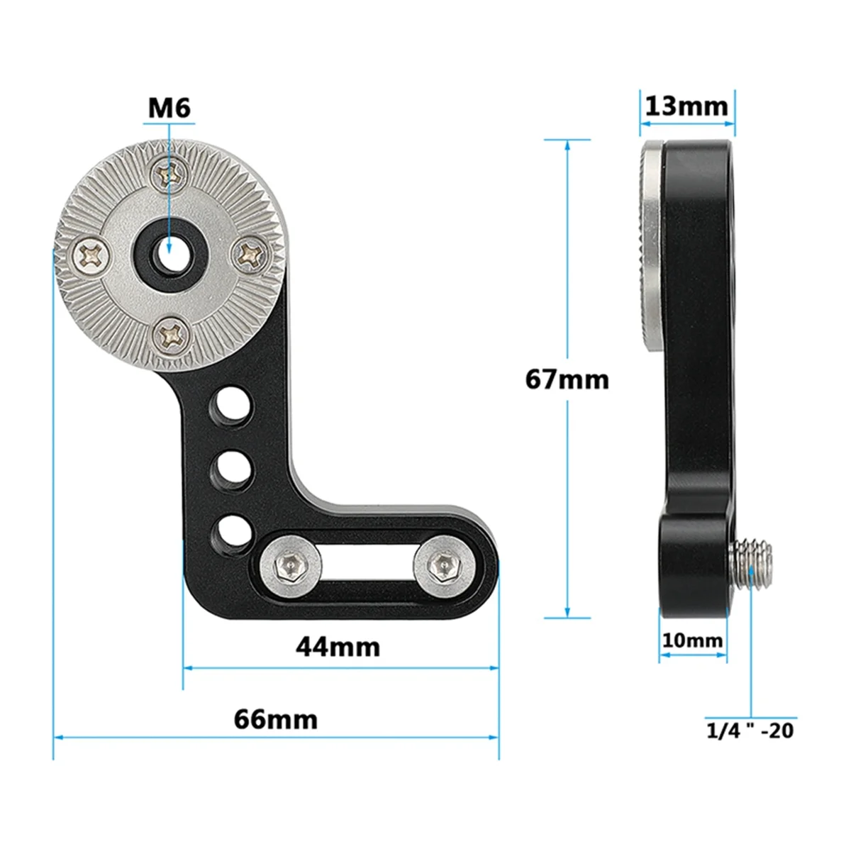 HDRIG-Extensión tipo L ARRI Rosette para cámara, Conector de orificio de rosca de M6 con 1/4In-20 ranuras de montaje/puntos