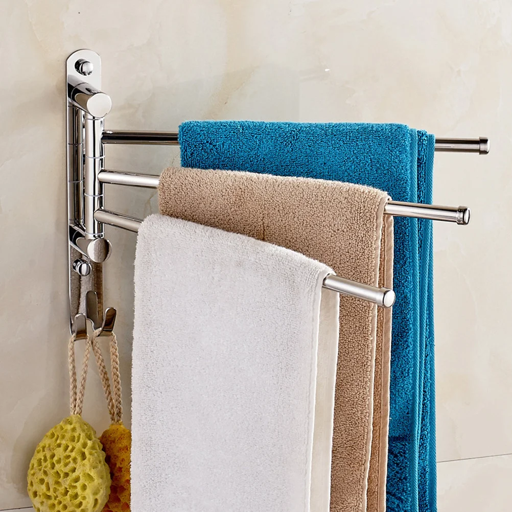 

3 Bars Stainless Steel Towel Holder Wall Mounted Rotatable Bathroom Towel Rack No Assembly Required for Kitchen Or Bathroom Use