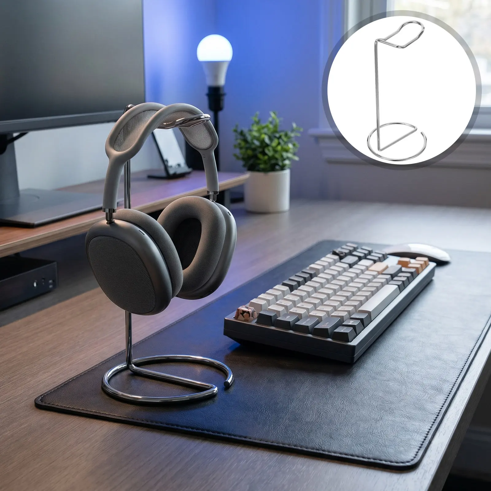 Desktop Headphone Stand Metal Minimalist Headset Holder for Office Gaming Space Saving Headphone Organizer Hanger for Study Room