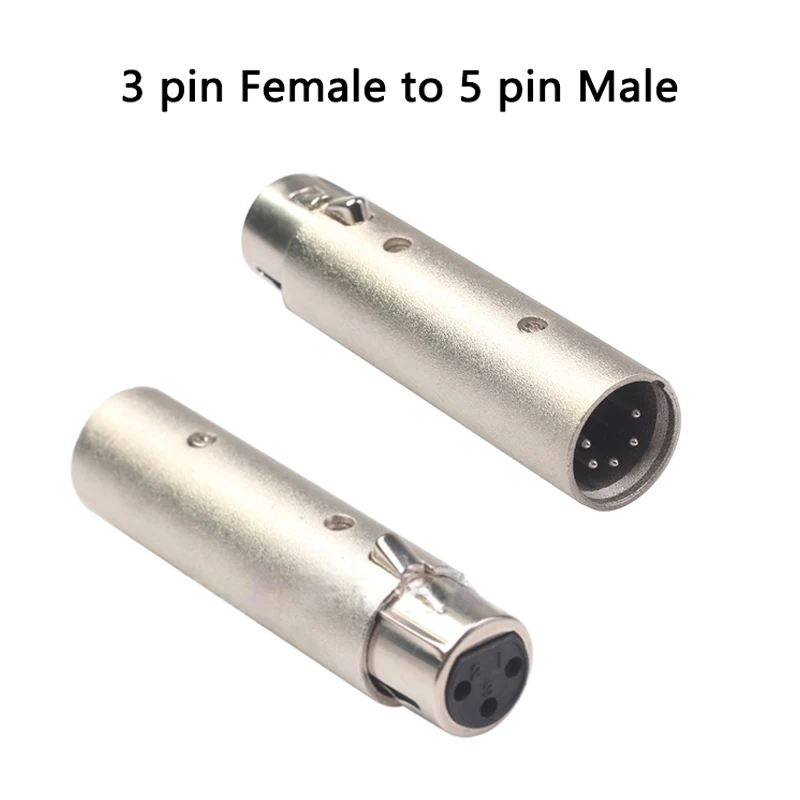 3 Pin XLR To 5 Pin DMX Metal Cased Converter Audio Lighting Adapter 3 Pin Male To 5 Pin Female Connector Stage And Theatre Light