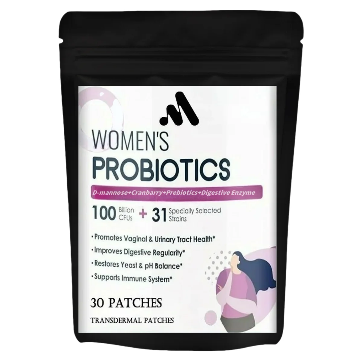 

30 Patches Probiotics for Women & Prebiotics, Transdermal Patches,100 Billion Cfu for Women’S Daily Digestive L & Immune Health