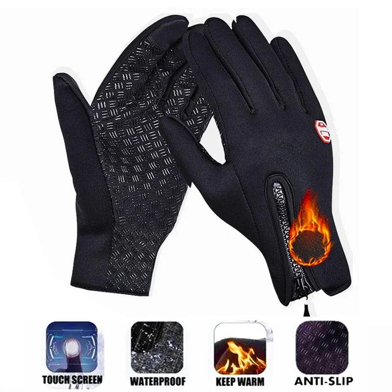 Wintermode warme Skihandschuhe, winddichter wasserdichter Reißverschluss, verstellbare Elastizität, warme Vollfingerhandschuhe