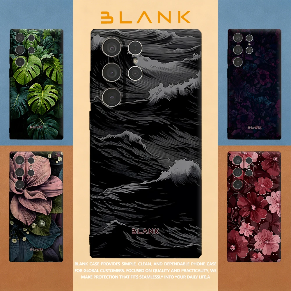 Monochrome Waves For Samsung Galaxy S26 S25 S24 A56 A36 Phone Case Protection Cover for Women Girl Blank