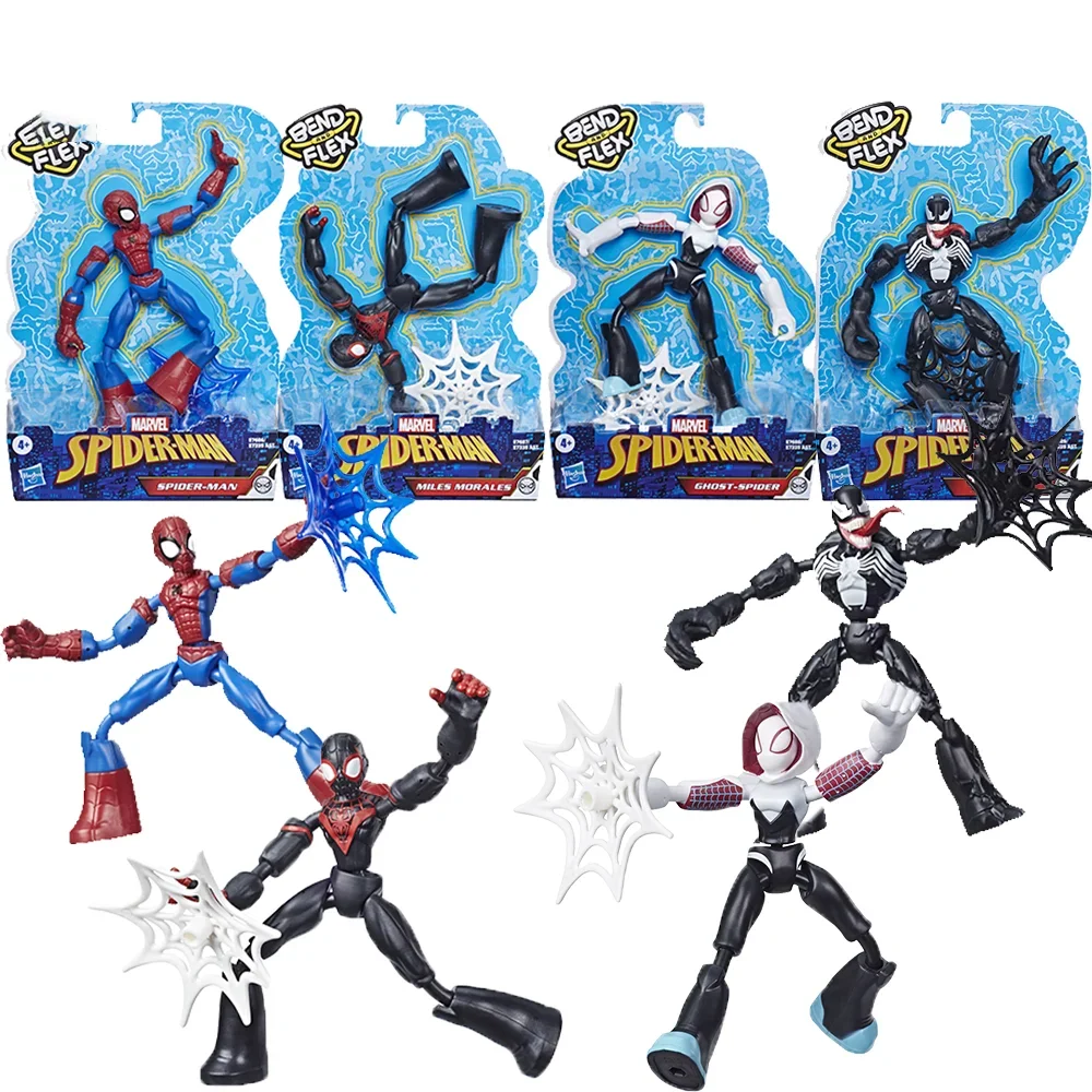 

Marvel Spider-Man Avengers Bend and Flex Action Figure Captain America Iron Man Black Panther Hulk Venom Figure Toy for Children