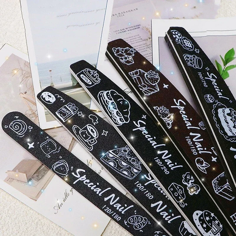 1 قطعة ملفات الأظافر السوداء للتقليم الرملي مزدوجة الوجهين ملف الأظافر 100-240 حصى مسمار الفن أدوات العناية أدوات تلميع عالية الجودة