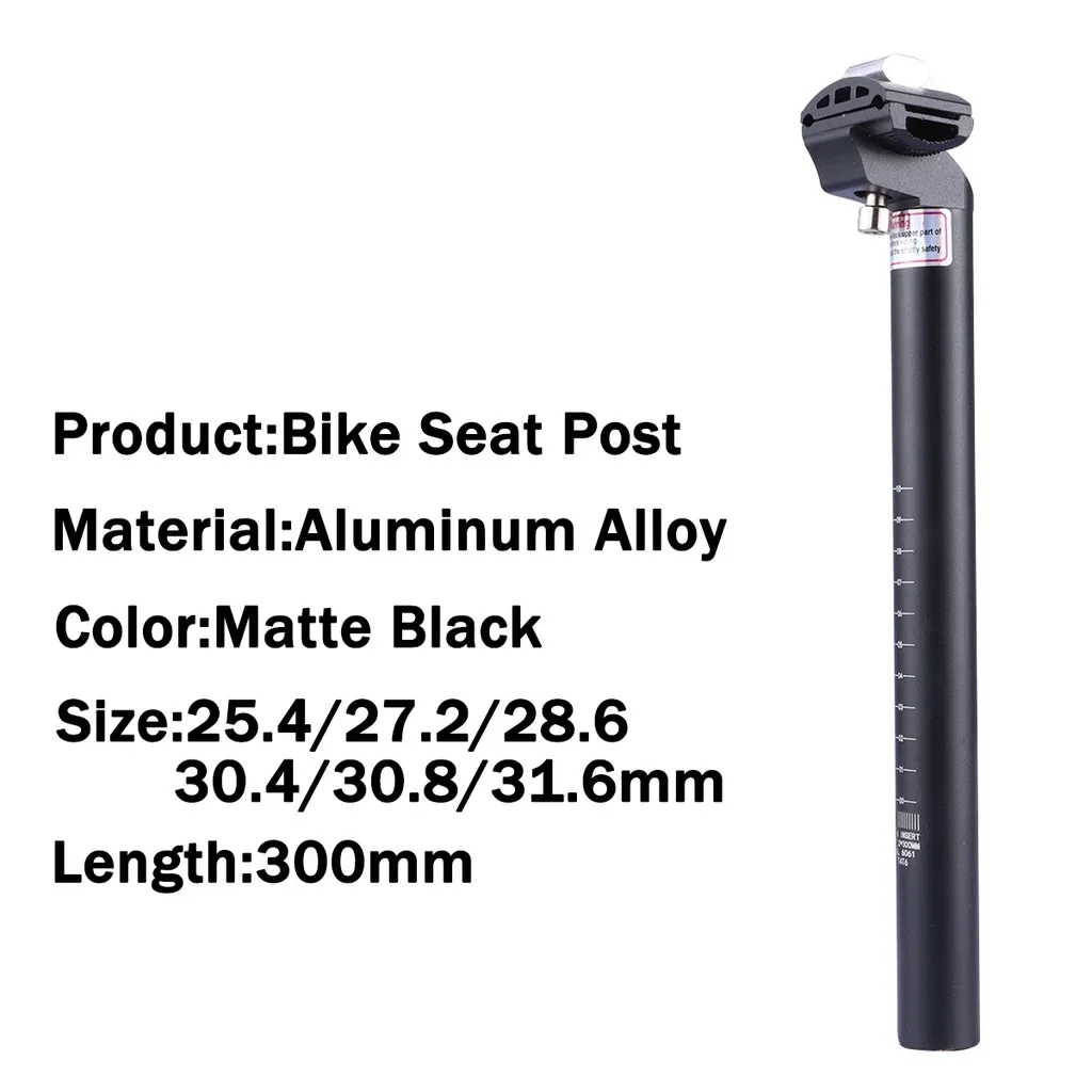 Bicycle Seatpost 25.4MM 27.2MM 28.6MM 30.4MM 30.8MM 31.6MM Mountain Bike Seat Tube 300MM Road Bike Saddle Post MTB Saddle Tube