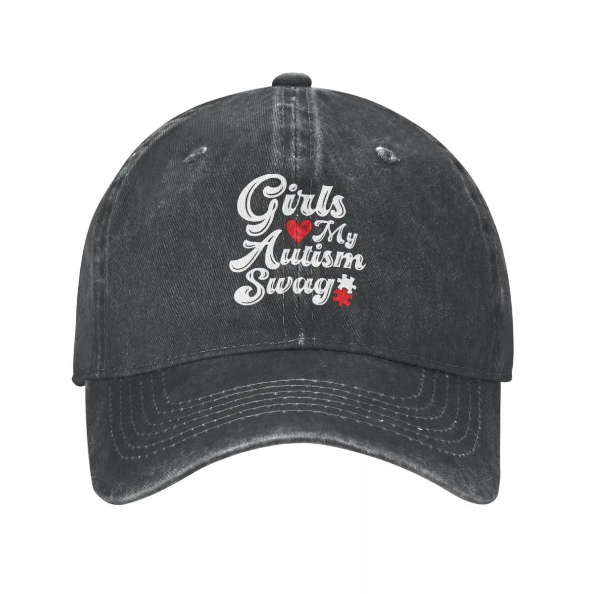 Girls Love My Autism Swag Washed Baseball Cap Aesthetic Trucker Hat Summer Women Fishing Casual Baseball Caps