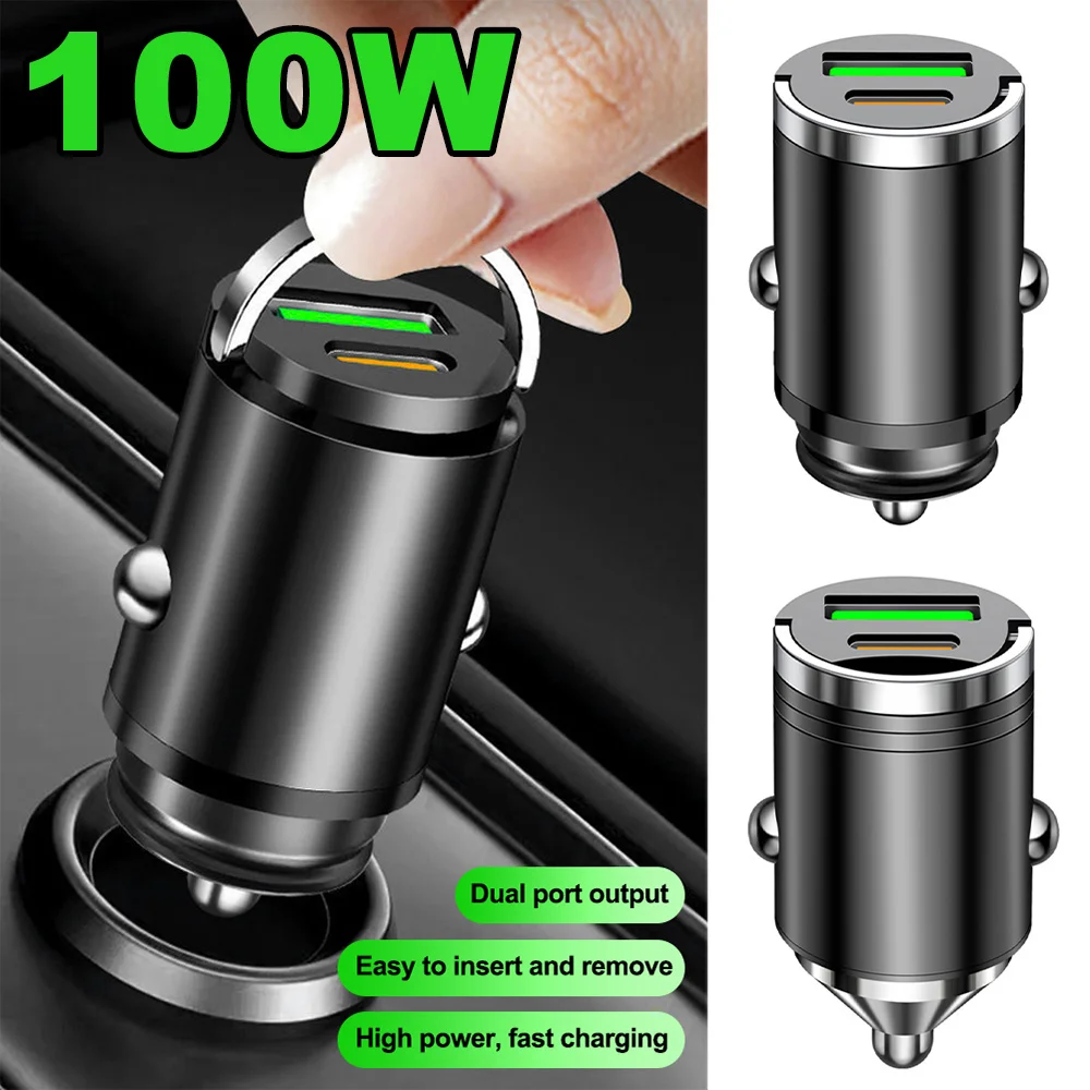 100W Car Charger Lighter PD Fast Charging For IPhone QC3.0 Mini USB Type C Mini Car Phone Charger For Samsung Huawei xiaomi