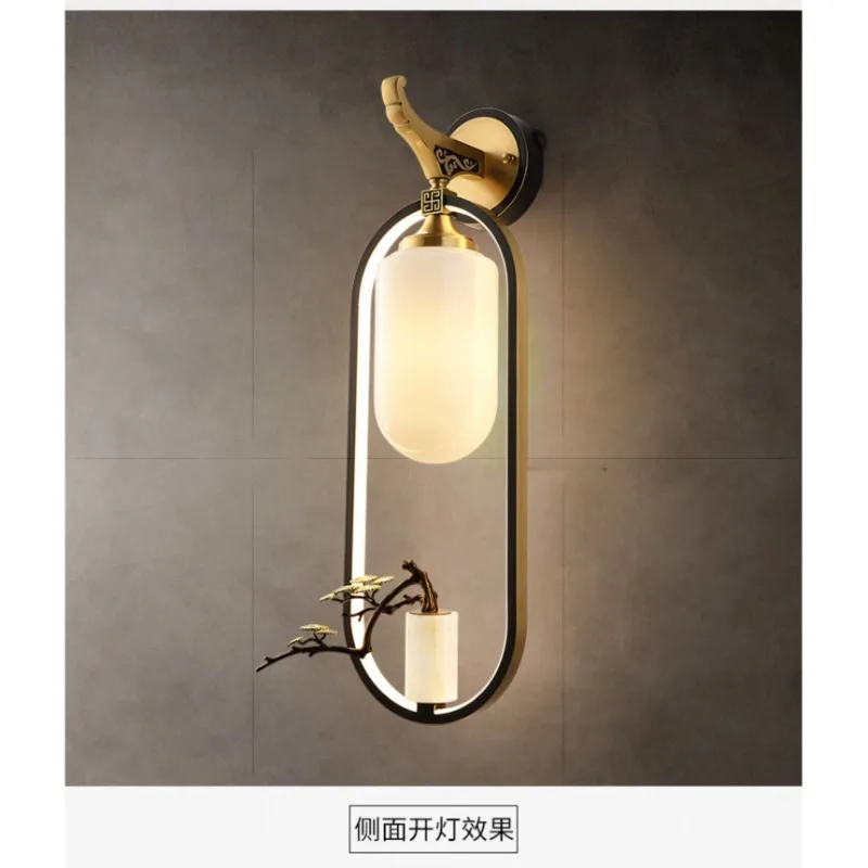 Modern Chinese style background wall lamp design lamp, living room sofa edge lamp, new Chinese style all copper bedroom