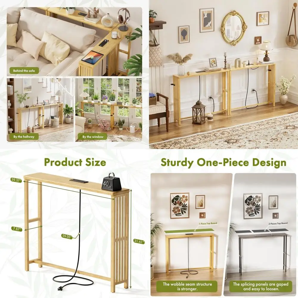 

Dual Bamboo Sofa Back Tables, 78.6 Long & 7.87 Wide, Natural Wood, Water-Resistant, Ideal for Home Living Spaces