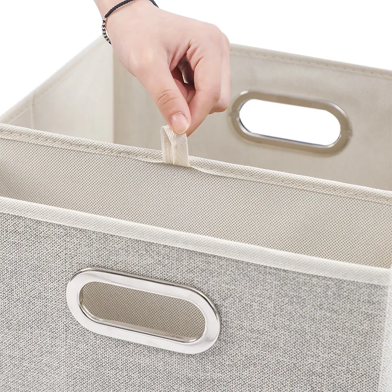 1Pc Cube Canvas Fabric Storage Basket Clothes Folding Storage Box For Nursery Underwear Toy Organizer Laundry Basket With Handle