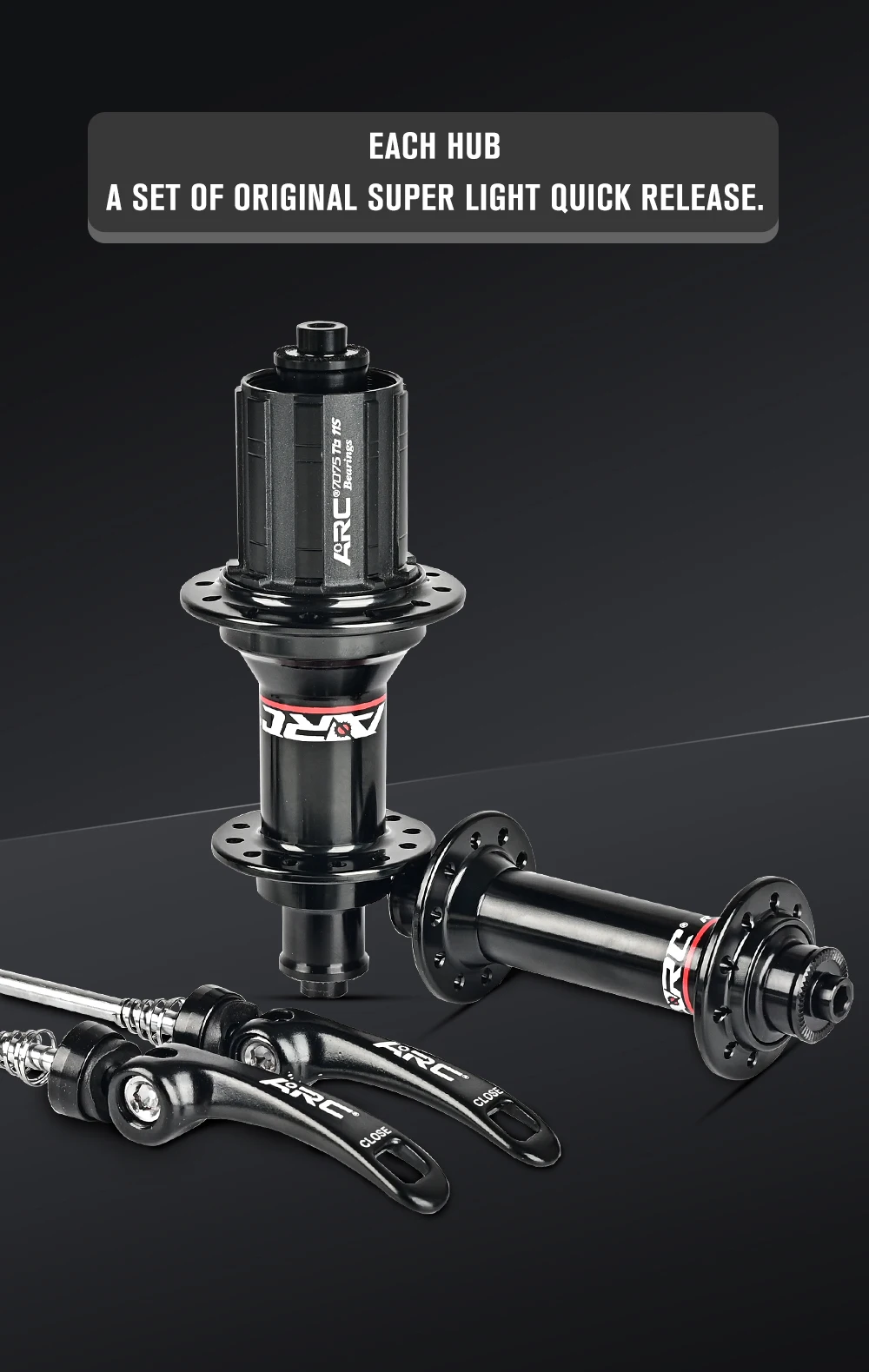 ARC Road Bike Hub Set 4 Pawls 48 Clicks High-Engagement 100/130MM NBK Sealed Bearings 20/24 Holes V-Brake 8-11 Speed Ultralight