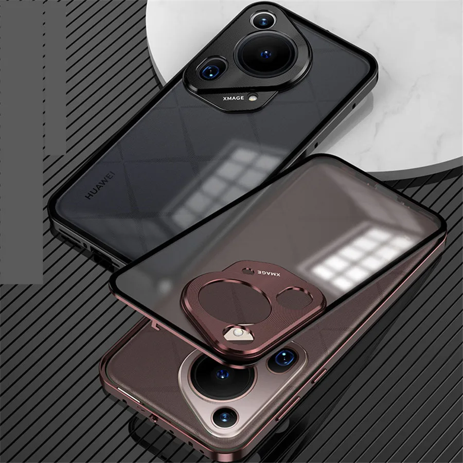 Magnetic Metal Frame Case for Huawei Pura 70 Ultra Pura 70 Pro Plus Metal Acrylic Back Cover Shockproof Funda Coque Pura70