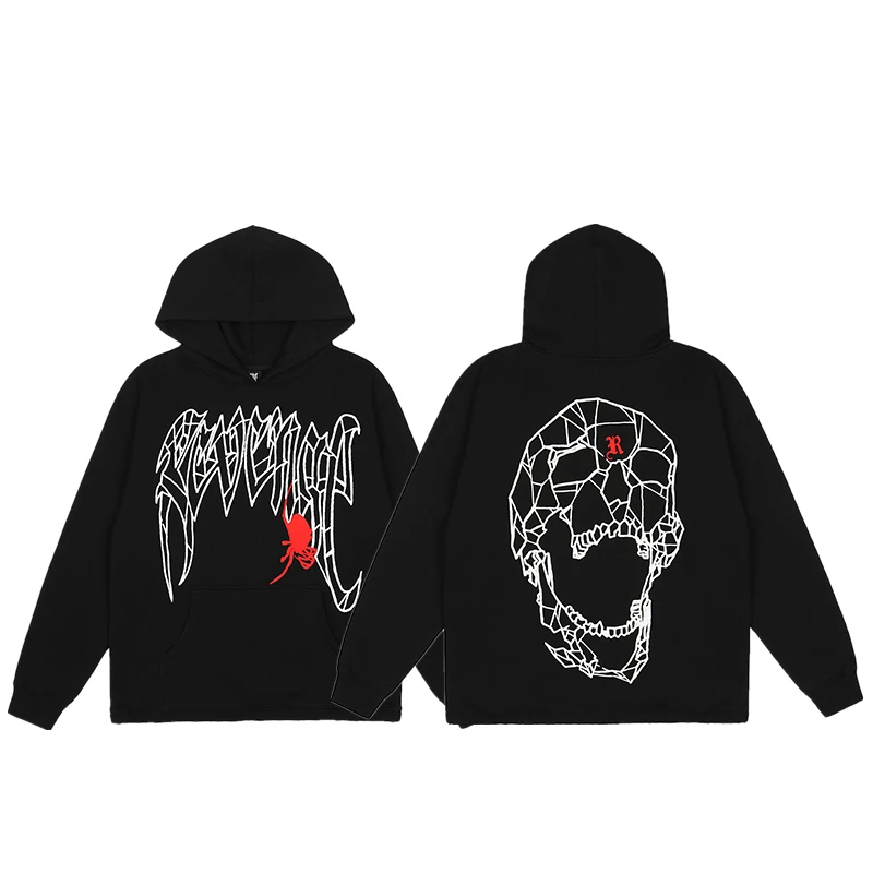 Hot Summer Autumn Revenge Skull Halloween Spider High Street Hoodie Men and Women Sweatshirt Anime Hoodie Harajuku Streetwear