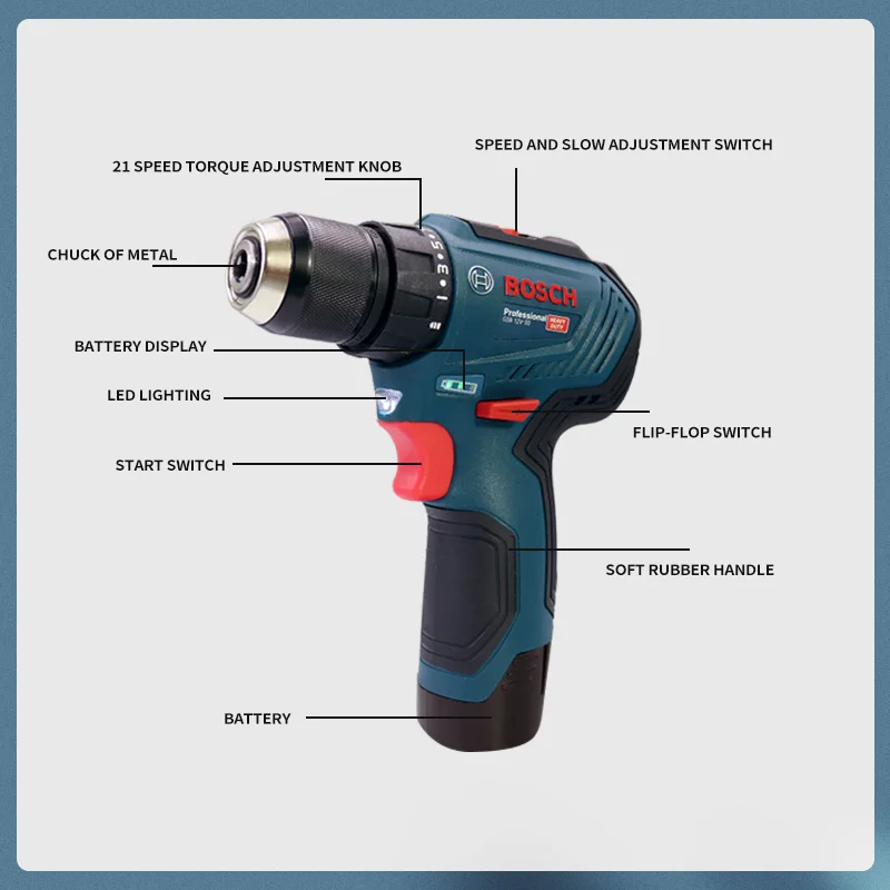 Bosch GSB 12V-30 Professional Electric Drill Cordless 12V Rechargeable Driver Multifunctional Household Electric Screwdriver